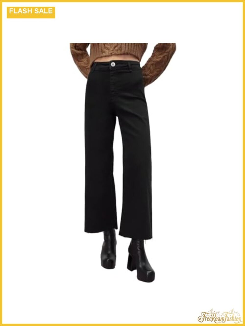 High Waisted Wide Leg Stretch Jeans 97% Cotton Trendy Casual Denim